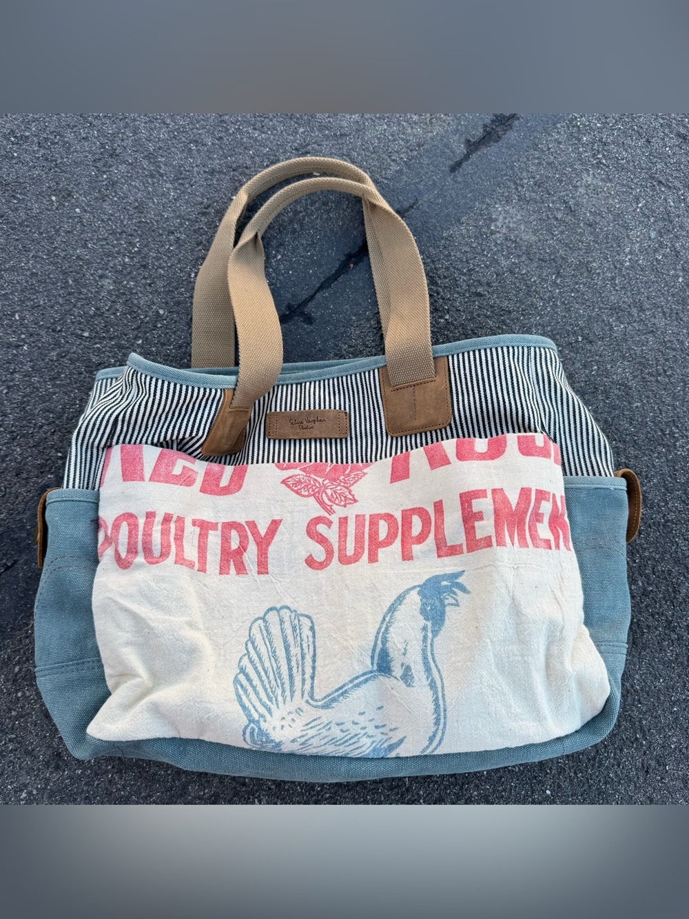 Selina Vaughan Studios Vintage Messenger Canvas Tote Bag Upcycled Y2K Shoulder